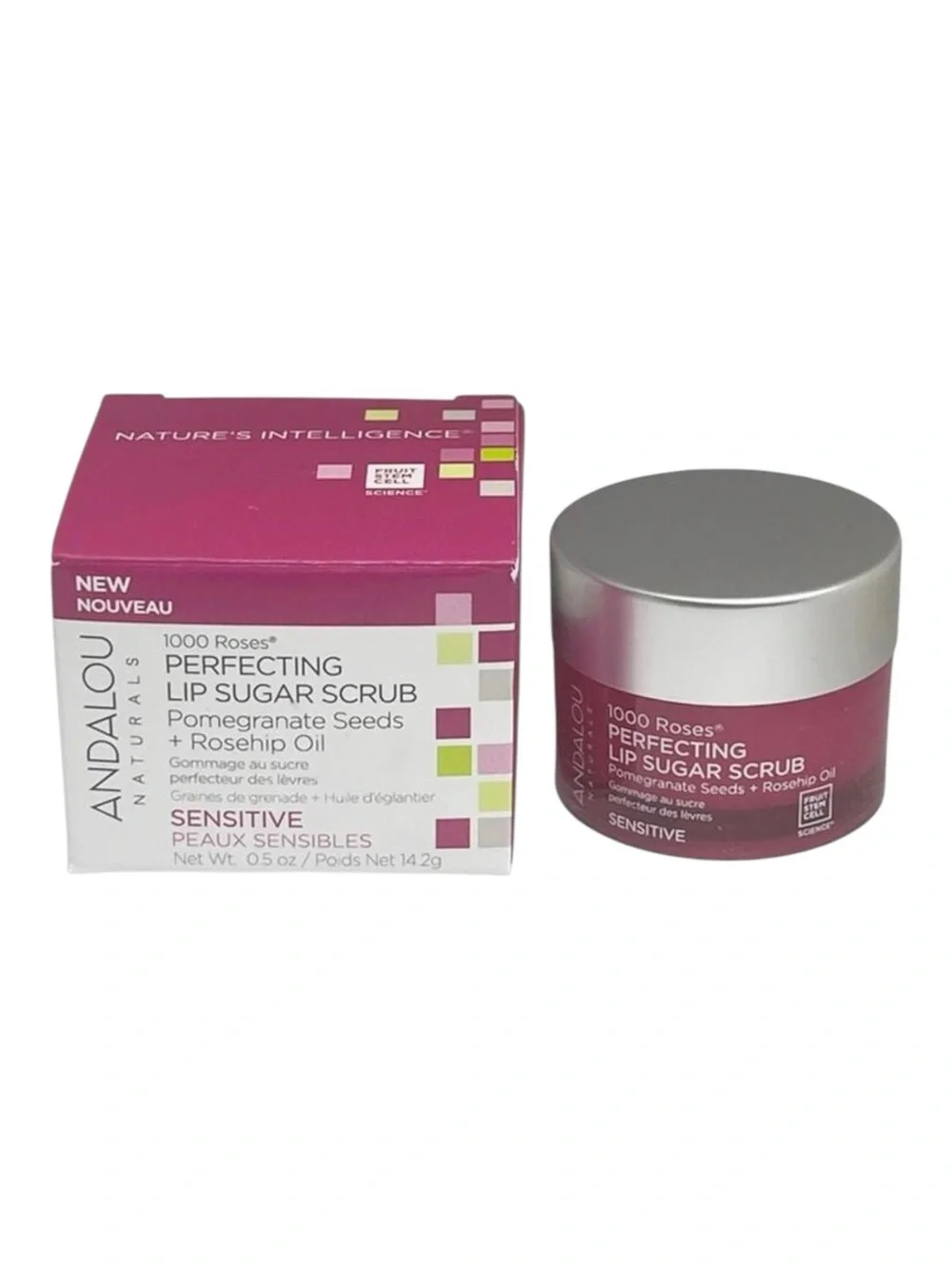 new Andalou Naturals ⚘ 1000 Roses Perfecting Lip Sugar Scrub ⚘ Full Size in Box